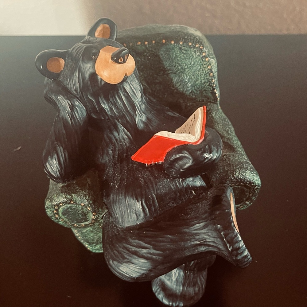 Whimsical Black and Red Bear Sculpture